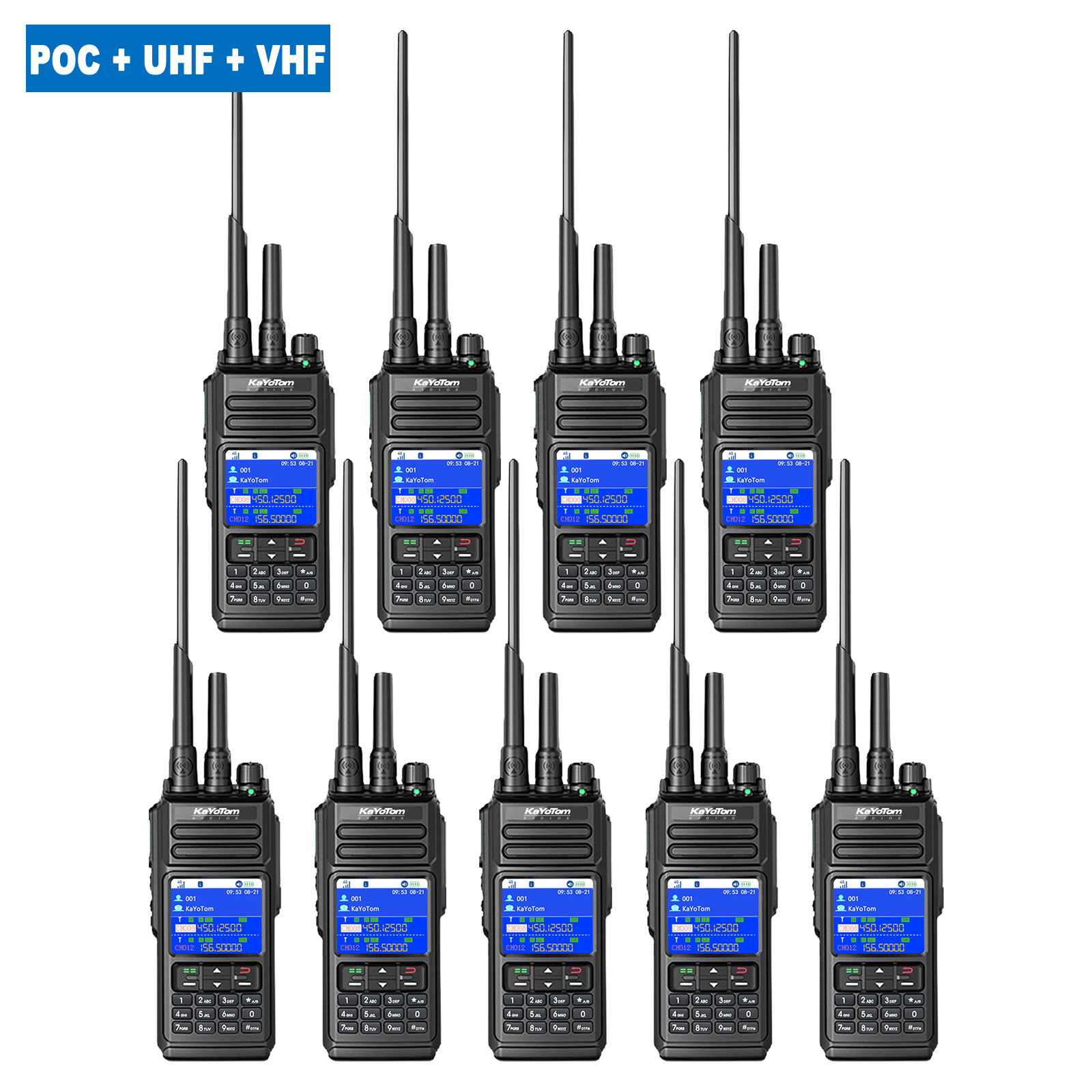 KaYoTom D10 Long Range Walkie Talkie, Unlimited Distance Global Two-Way Radio – PoC + UHF + VHF/GPS, Encrypted Communication, Dual PTT, HD Audio, IP68 Waterproof for Outdoor, Security, Business Use