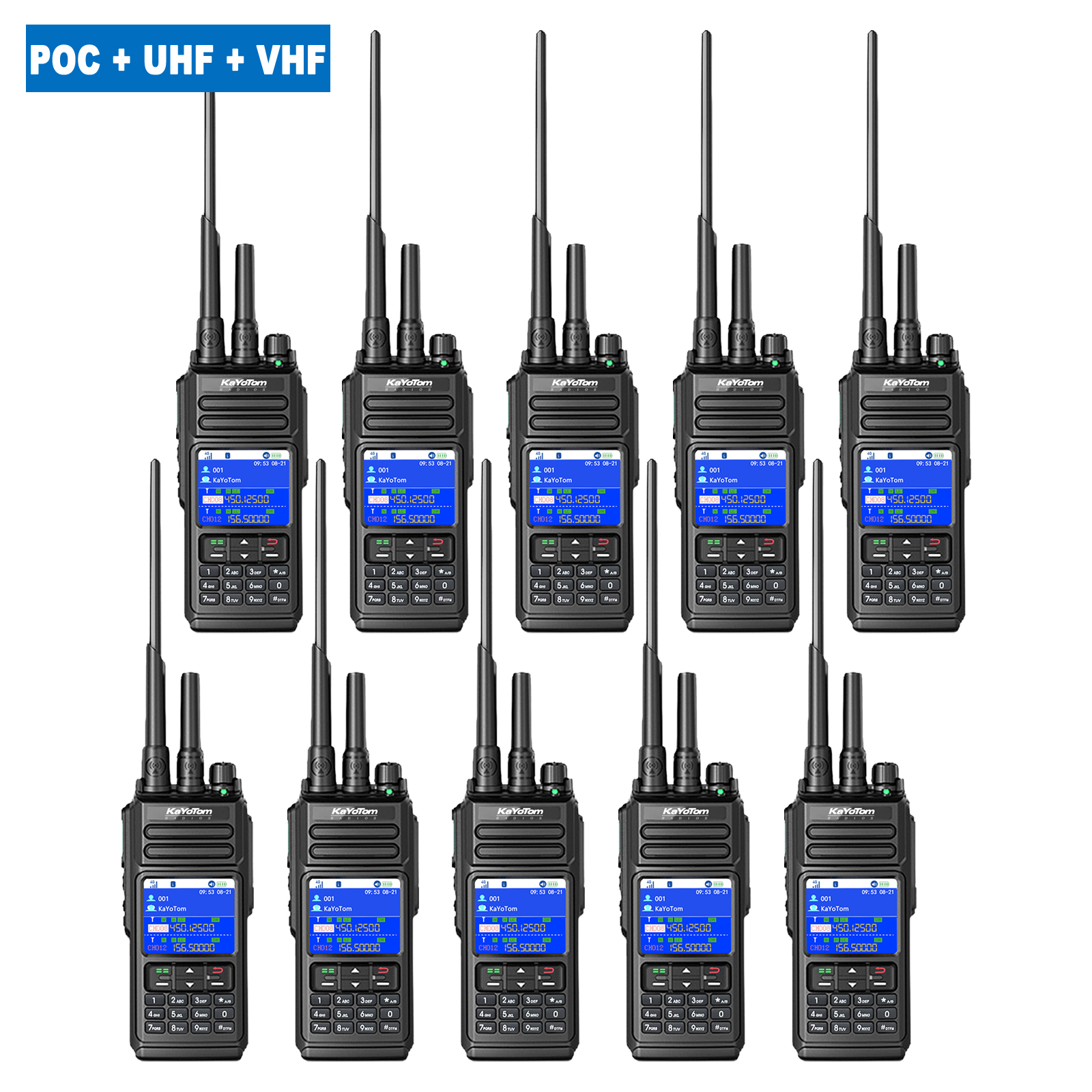 KaYoTom D10 Long Range Walkie Talkie, Unlimited Distance Global Two-Way Radio – PoC + UHF + VHF/GPS, Encrypted Communication, Dual PTT, HD Audio, IP68 Waterproof for Outdoor, Security, Business Use