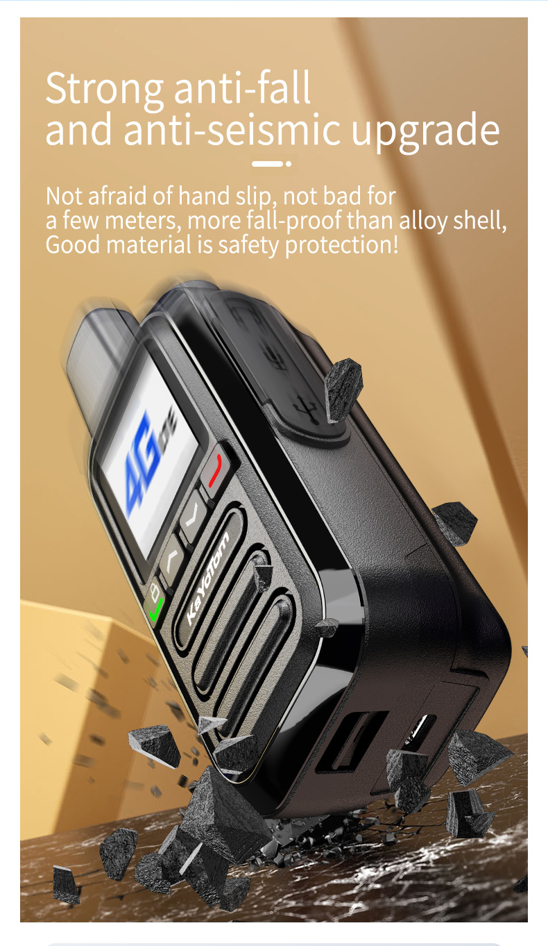 KaYoTom G05 Global PTT Walkie Talkie - 5000 Miles Range, Built-in SIM, 200 Channels, Instant Use & LED Illumination