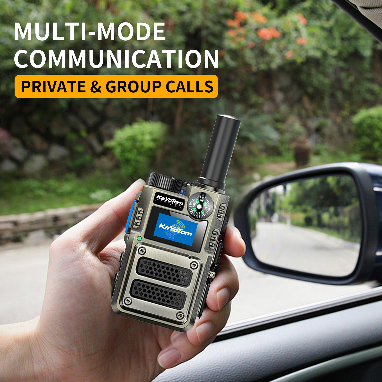 KaYoTom M12 Global Walkie Talkie Unlimited Range Encrypted Two-Way Radio - Compass, 72H Battery, HD Audio, Lightweight & LED Flashlight, 172 Countries Coverage
