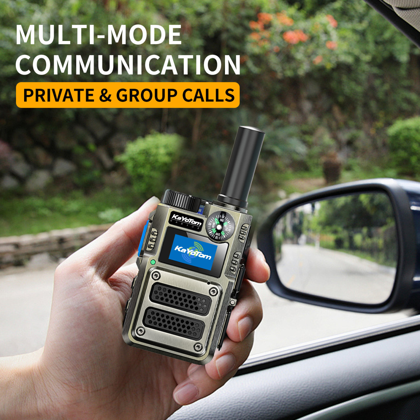 KaYoTom M12 Global Walkie Talkie Unlimited Range Encrypted Two-Way Radio - Compass, 72H Battery, HD Audio, Lightweight & LED Flashlight, 172 Countries Coverage
