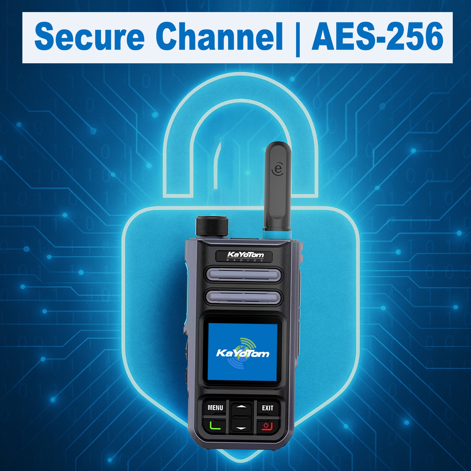 KaYoTom M16 4G POC Global Encrypted PTT Walkie Talkie Unlimited Range - IP67 waterproof, GPS tracking, Bluetooth & 7-Day Batter