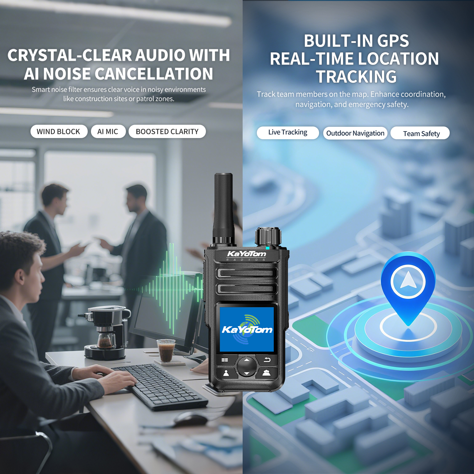 KaYoTom M14 Global Walkie Talkie Unlimited Range Encrypted Two-Way Radio - 72H Battery, GPS Tracking, Lightweight & Waterproof, 172 Countries Coverage