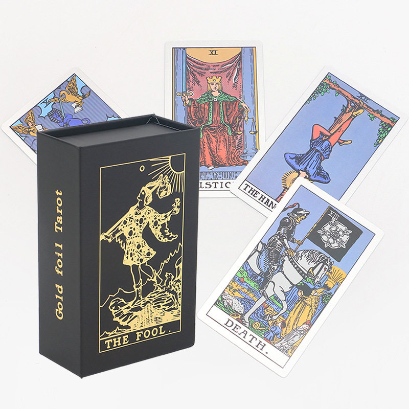 Black Gold Hexagram Rider Gold Foil Tarot Deck - Rider-Waite-Smith