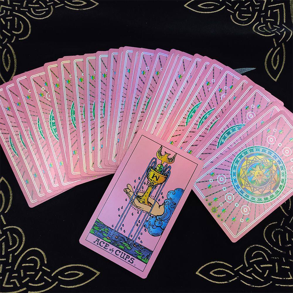 Factory Direct Sale Genuine Laser Iridescent Fluorescent Gold Foil Waite Tarot Cards TARO DECK Cross-Border Electronic Products