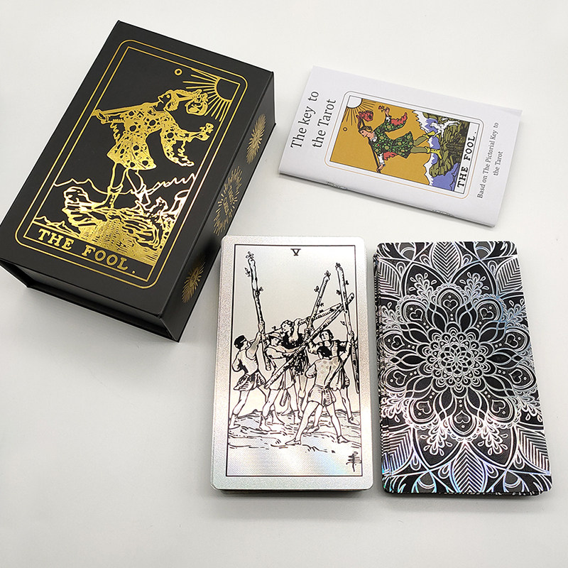 Luxury Black and Silver Iridescent Tarot Cards: Mysterious Gothic Gift for Beginners & Experts