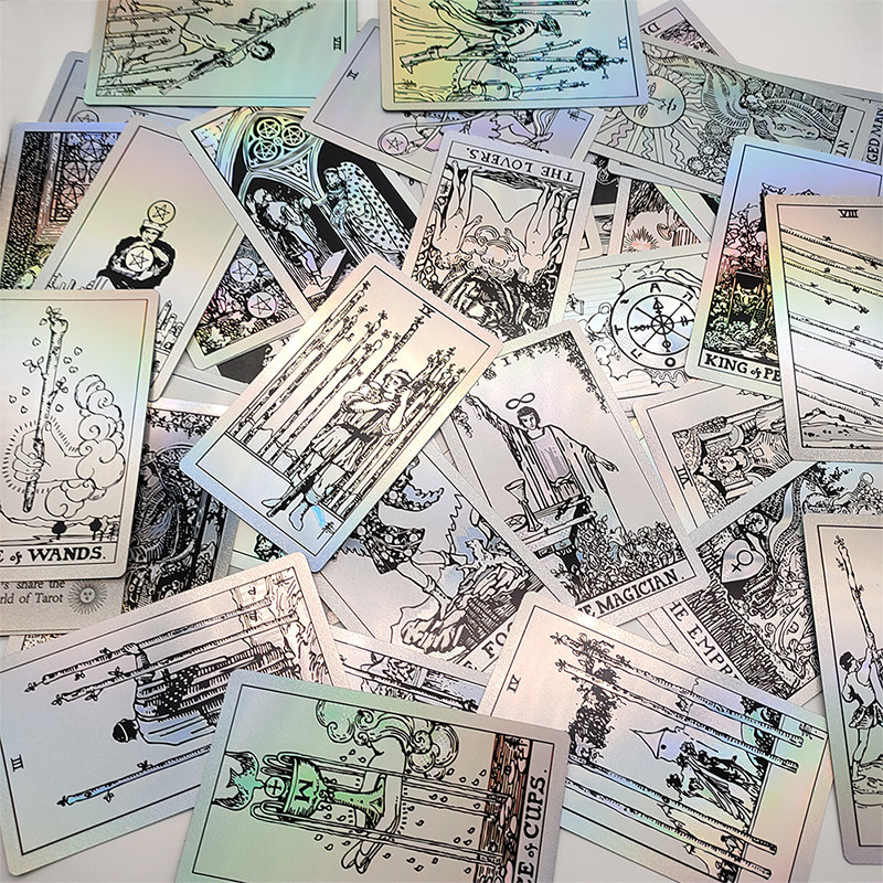 Factory Direct Laser Iridescent Gold Foil Vintage TAROT Waite Tarot Cards Cross-Border E-commerce Exclusive Product