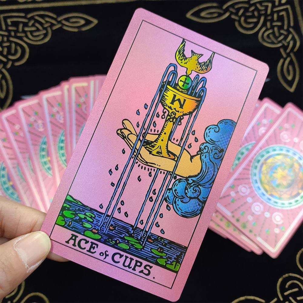 Factory Direct Sale Genuine Laser Iridescent Fluorescent Gold Foil Waite Tarot Cards TARO DECK Cross-Border Electronic Products
