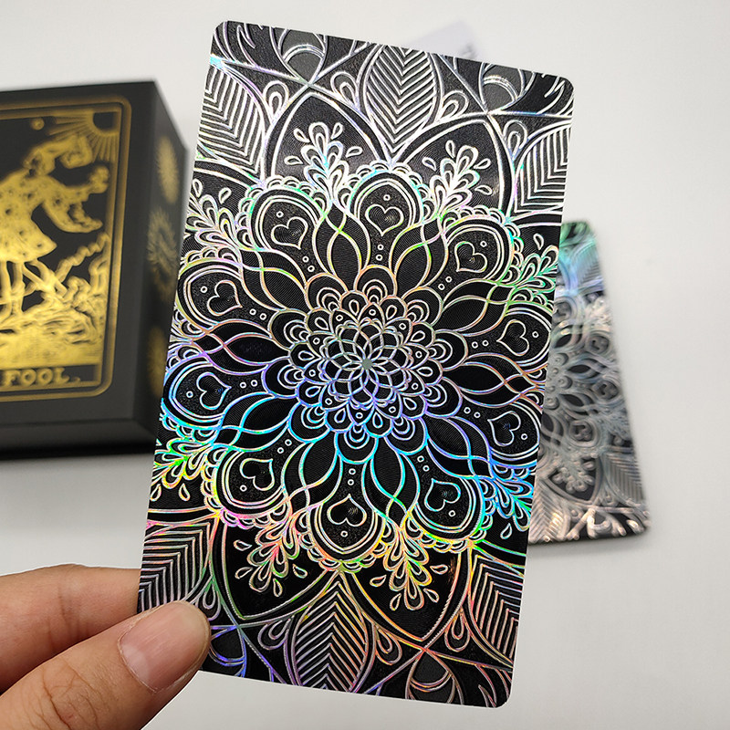 Luxury Black and Silver Iridescent Tarot Cards: Mysterious Gothic Gift for Beginners & Experts