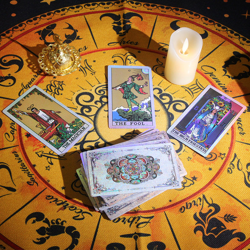 28-Factory Direct Rose Gold European and American Flower Waite Gold Foil Tarot Cross-Border E-commerce Exclusive Product