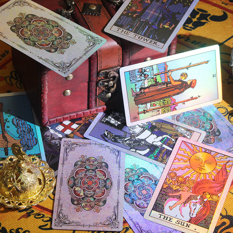 28-Factory Direct Rose Gold European and American Flower Waite Gold Foil Tarot Cross-Border E-commerce Exclusive Product