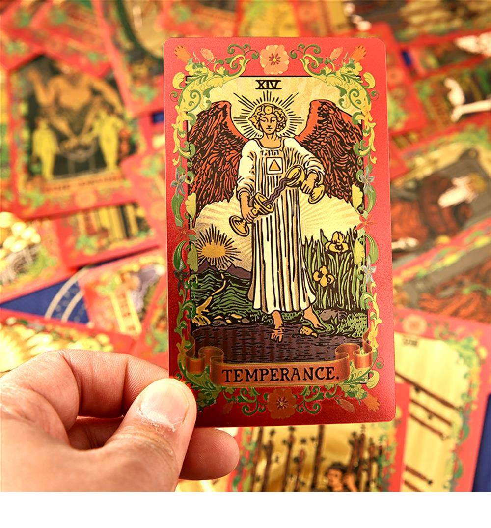 Factory Direct Sale Classic New Gold Foil Flower Language Waite Tarot Cards Exclusive for Cross-Border E-commerce