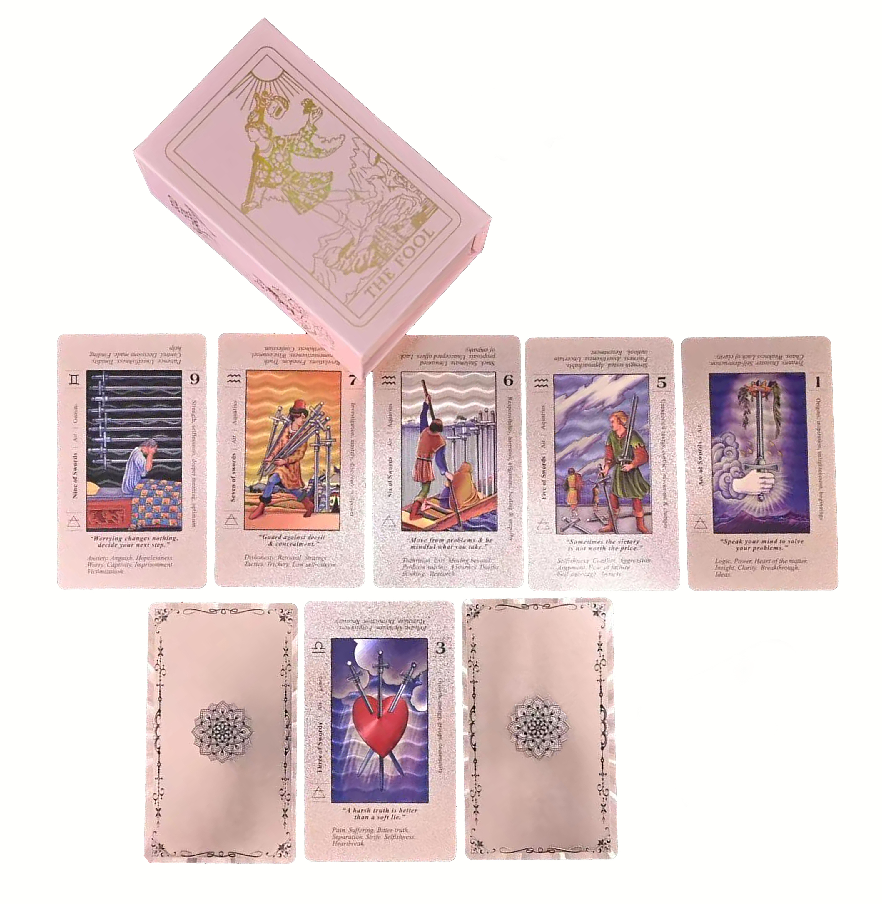 LINSINA Pink Learning Tarot: Cards with Meanings | Aesthetic Girly Tarot Set | Perfect Fortune Telling Gift for Lovers
