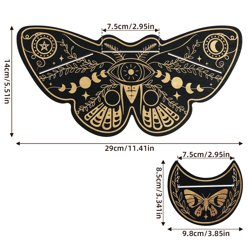 New Tarot Card Display Stand Wooden Carved Butterfly Card Base Moon Phase Tarot Card Holder Ritual Stand