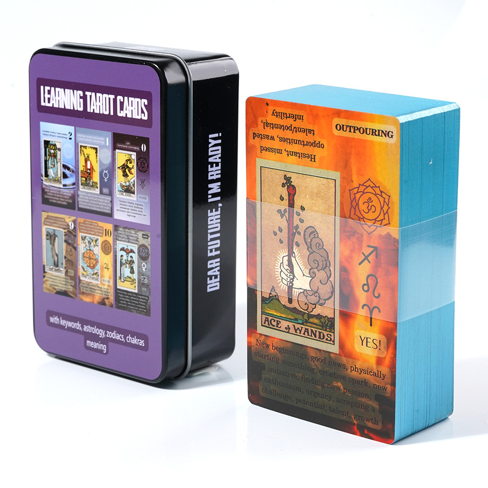 "Dear Future, I'm Ready"Learning Tarot Cards with Meanings on Them | Portable Tin Box Edition | Witchy Gift 