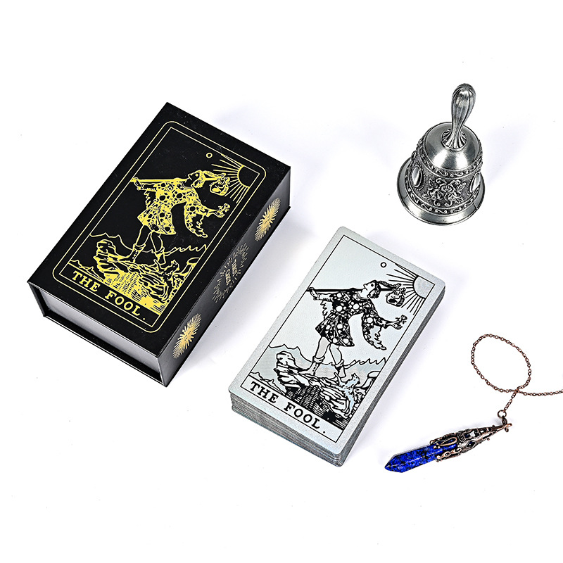 Luxury Black and Silver Iridescent Tarot Cards: Mysterious Gothic Gift for Beginners & Experts