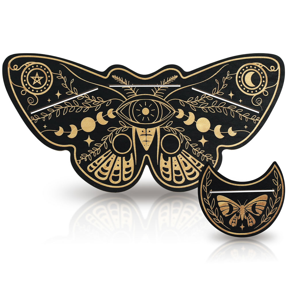 New Tarot Card Display Stand Wooden Carved Butterfly Card Base Moon Phase Tarot Card Holder Ritual Stand