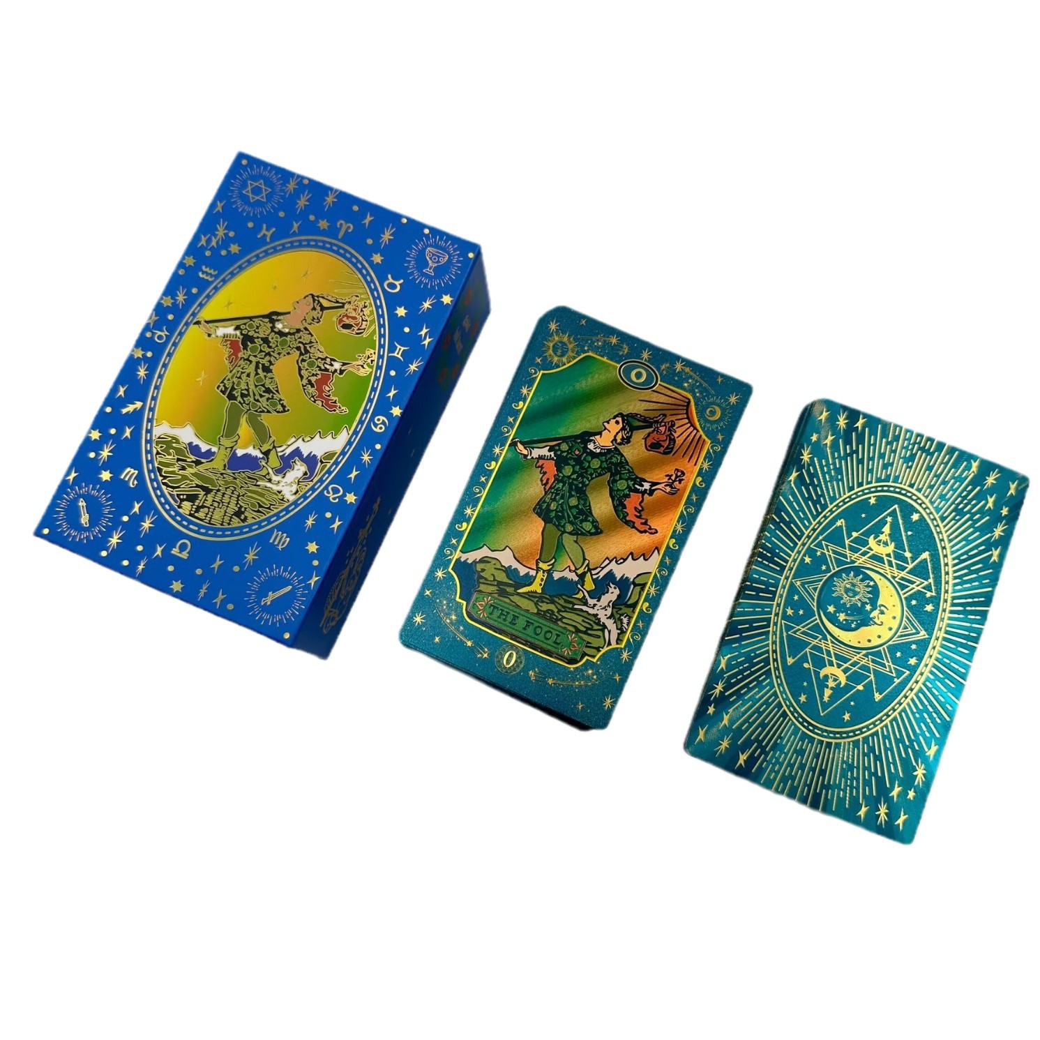 2025 New Blue Moon Back Smith Waterproof Gold Foil Tarot Cards Exclusive for Cross-Border and E-commerce