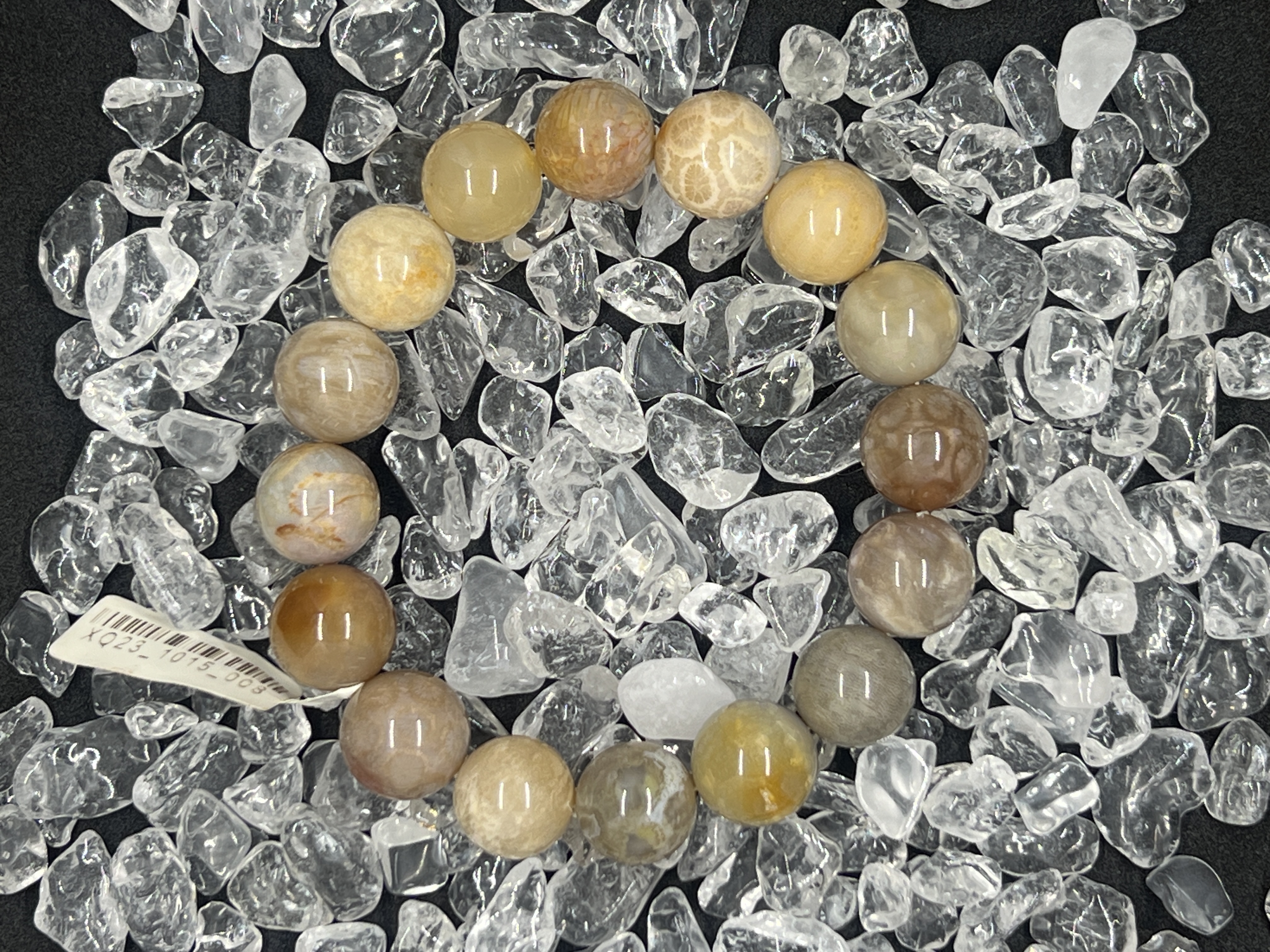 Natural Chrysanthemum Stone/Coral Fossils bracelets