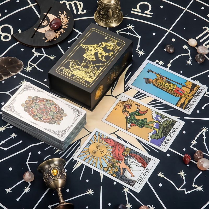 Luxury Black and Silver Iridescent Tarot Cards: Mysterious Gothic Gift for Beginners & Experts