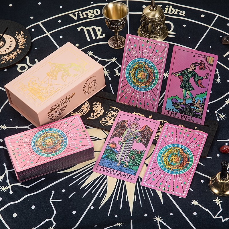Factory Direct Sale Genuine Laser Iridescent Fluorescent Gold Foil Waite Tarot Cards TARO DECK Cross-Border Electronic Products