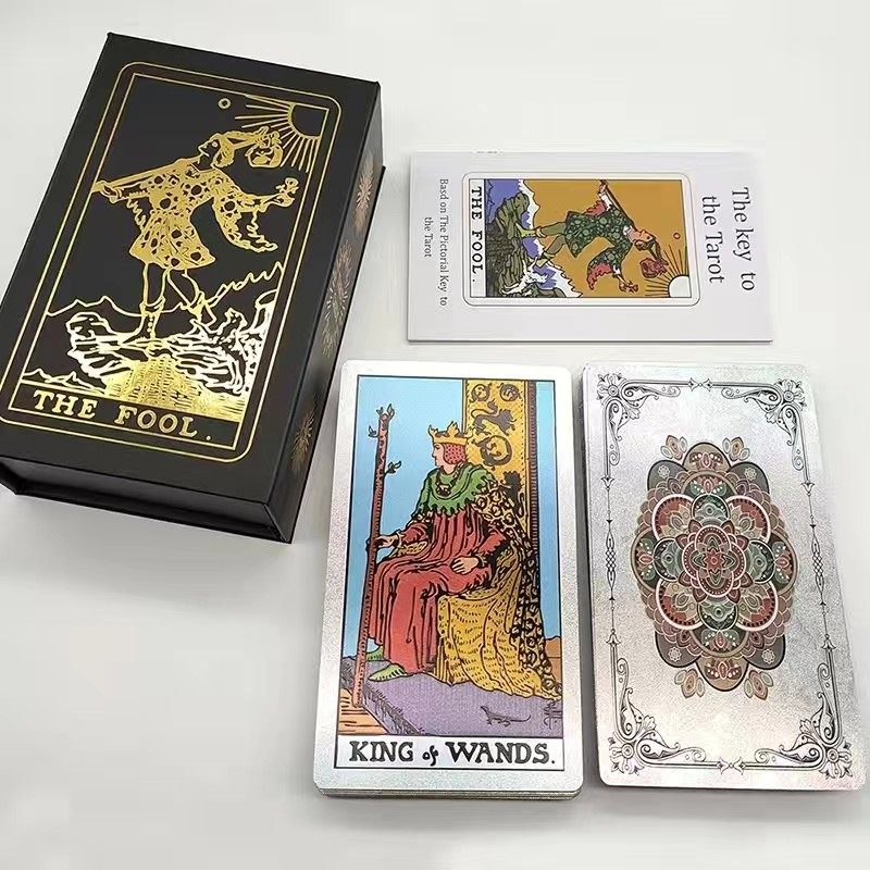 Luxury Black and Silver Iridescent Tarot Cards: Mysterious Gothic Gift for Beginners & Experts