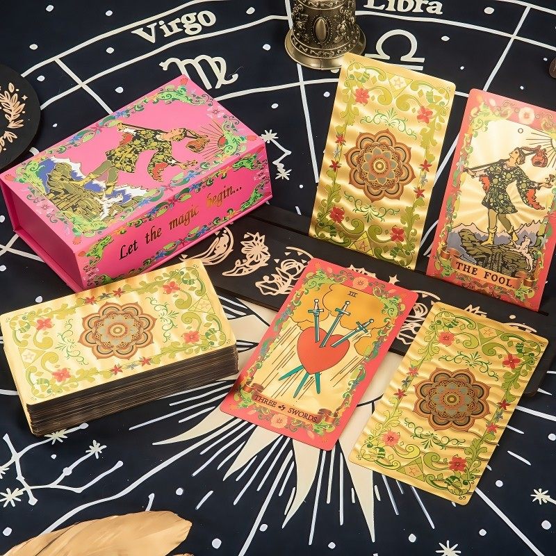 Luxury Rose Gold Tarot: Vintage Pink Mandala Foil Deck