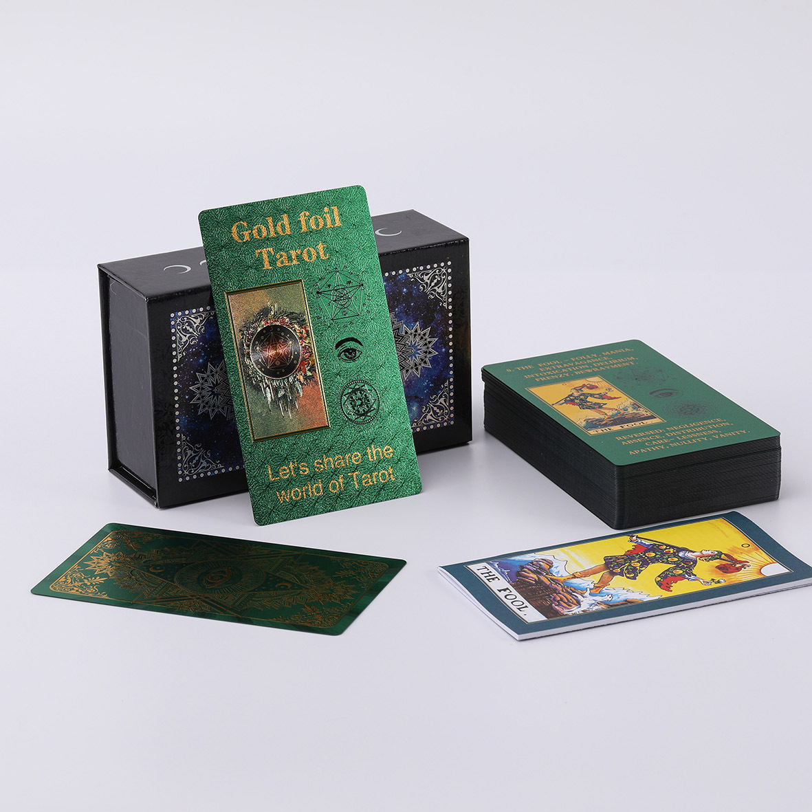 Emerald & Gold Foil Tarot Deck:The Ultimate Waterproof Learning Tarot with Keywords and Magnetic Flip Box