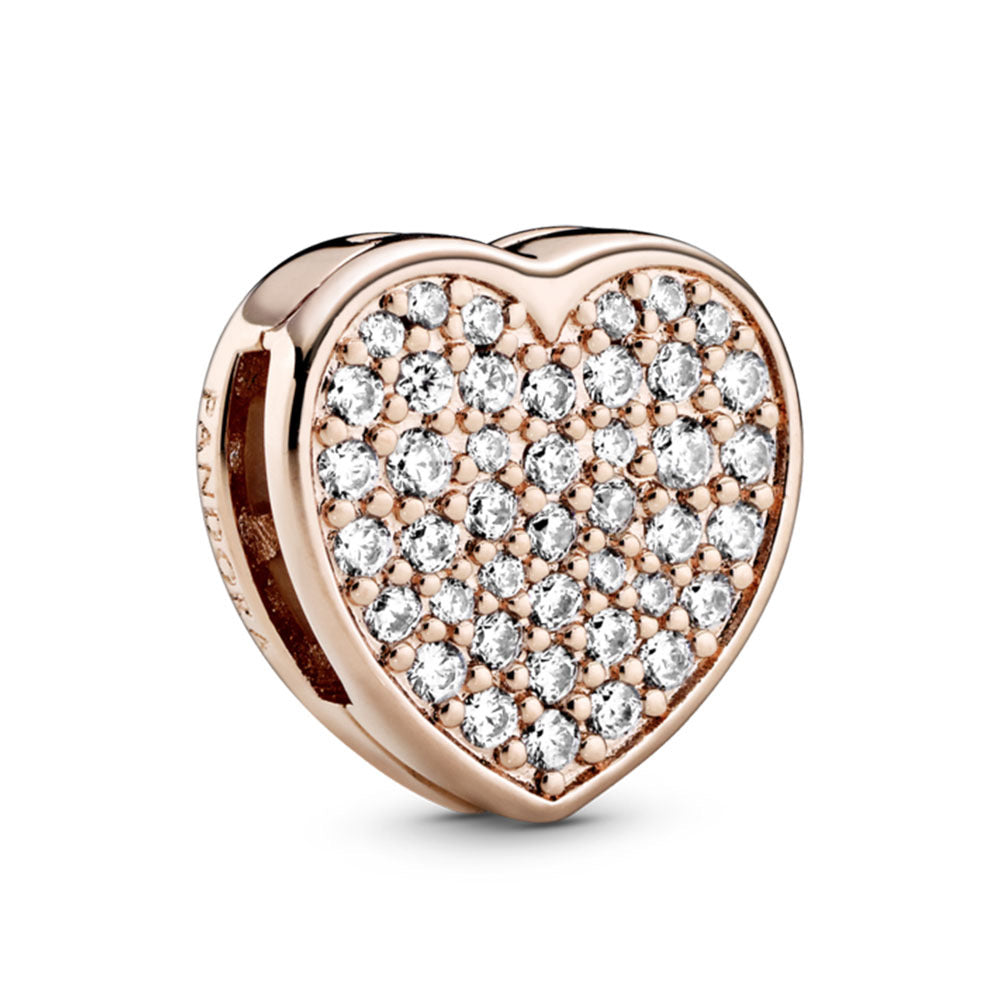 Reflexions Rose Pave Heart Bead-JewelrYowns
