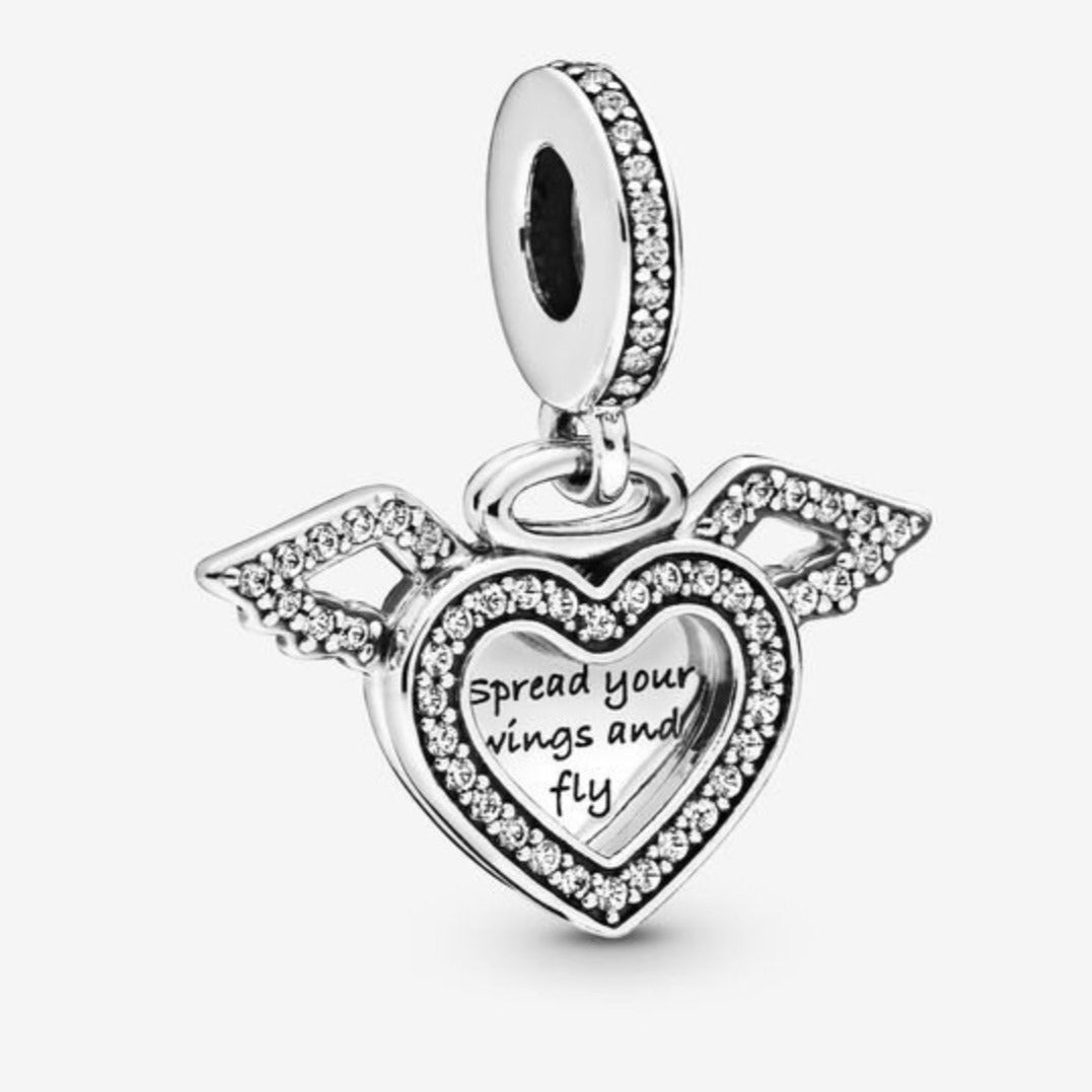 Heart and Angel Wings Dangle Charm-JewelrYowns