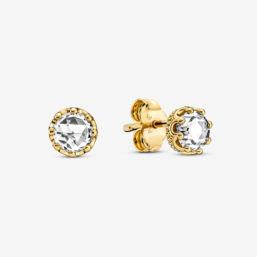 Clear Sparkling Crown Stud Earrings-JewelrYowns