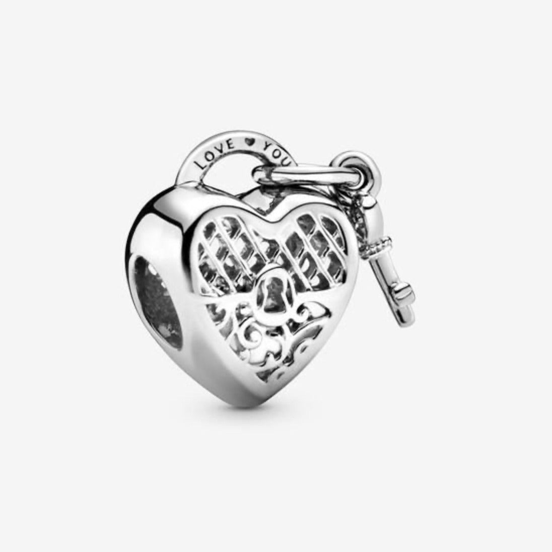 Love You Heart Padlock Charm-JewelrYowns