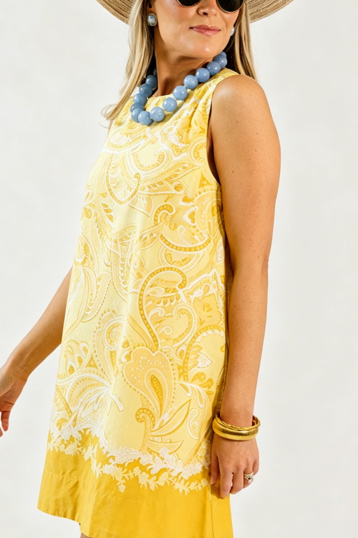 Yellow Paisley Shift Dress