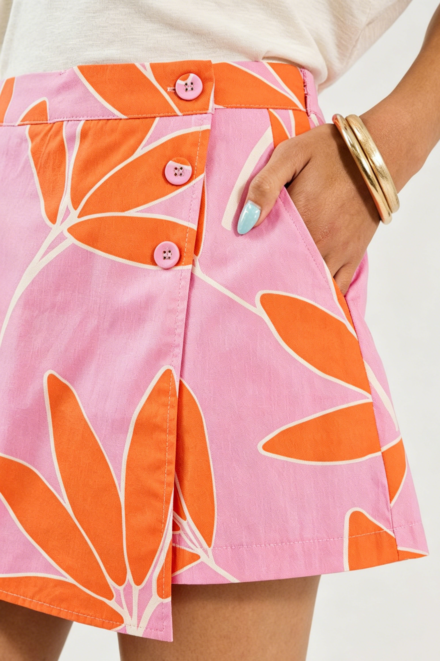 Palm Floral Wrap Skort