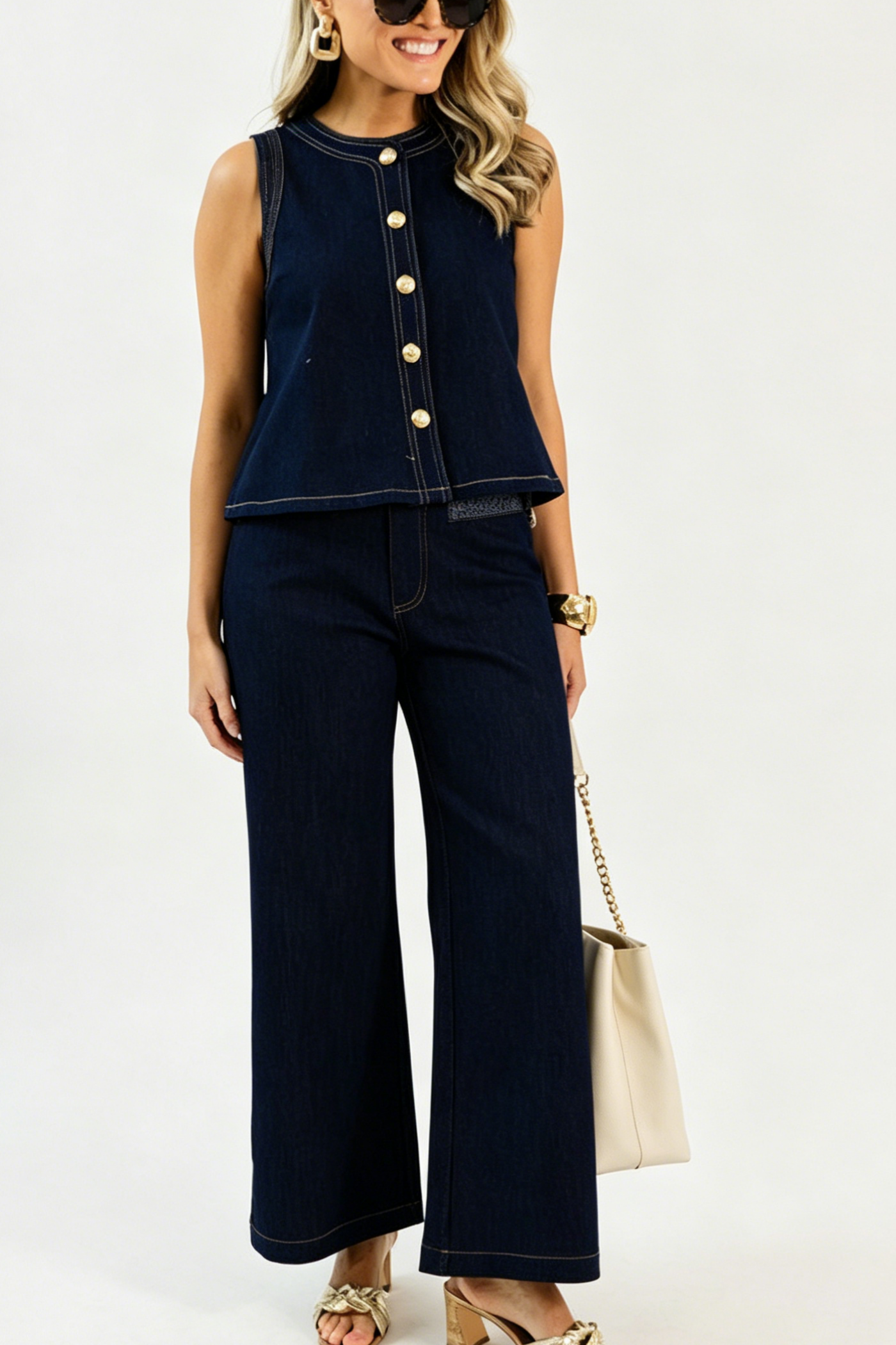 Sleeveless Top & Wide Leg Pants Set