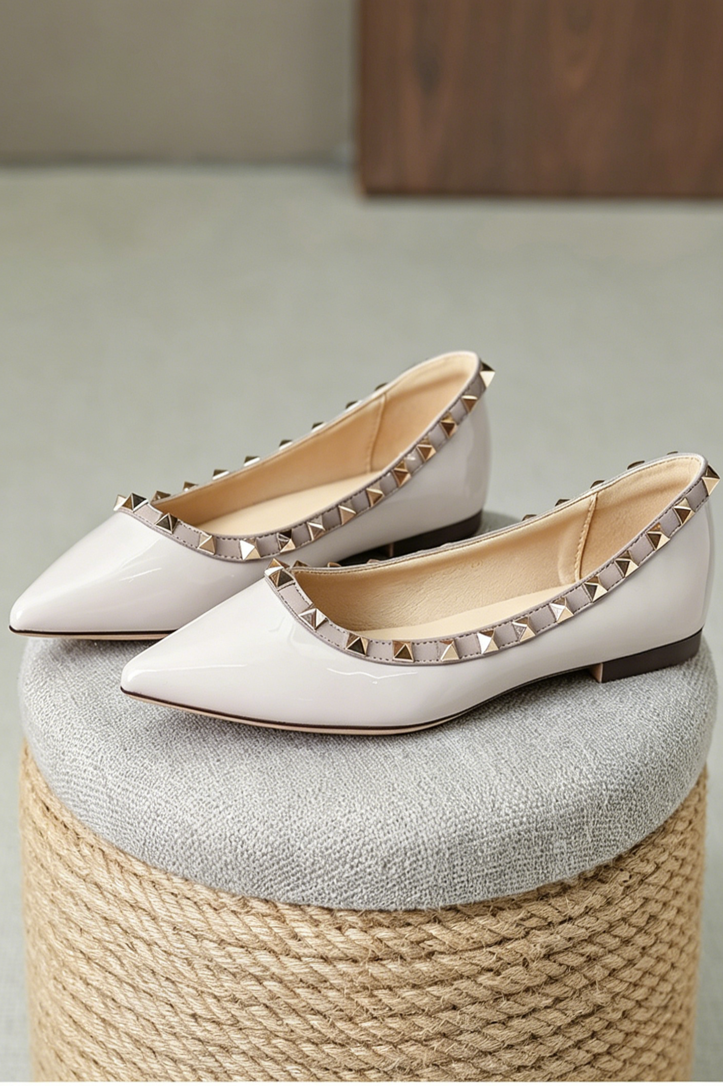Women's Nude Studded Flats