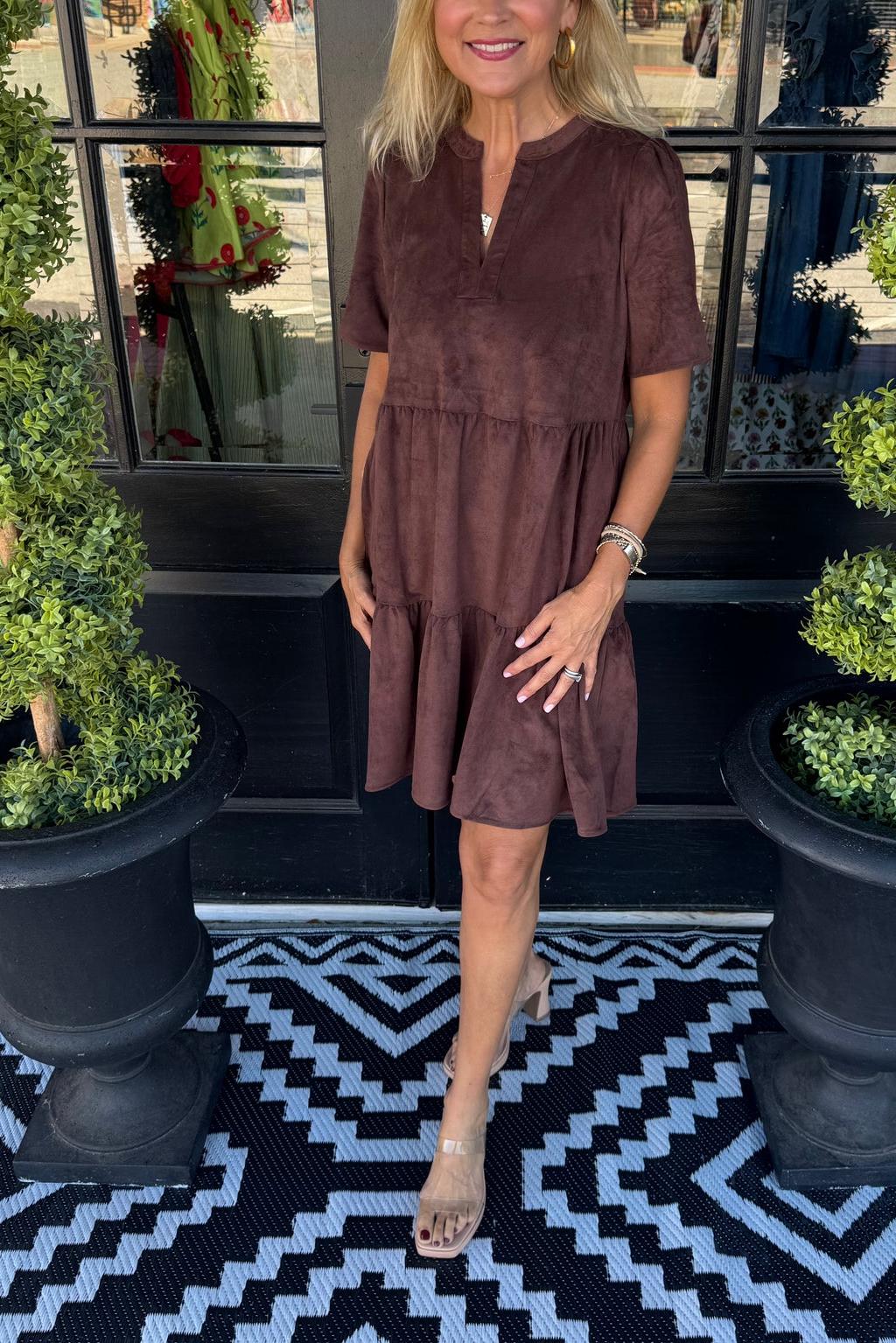 Mary Square Adelyn Dress - Espresso