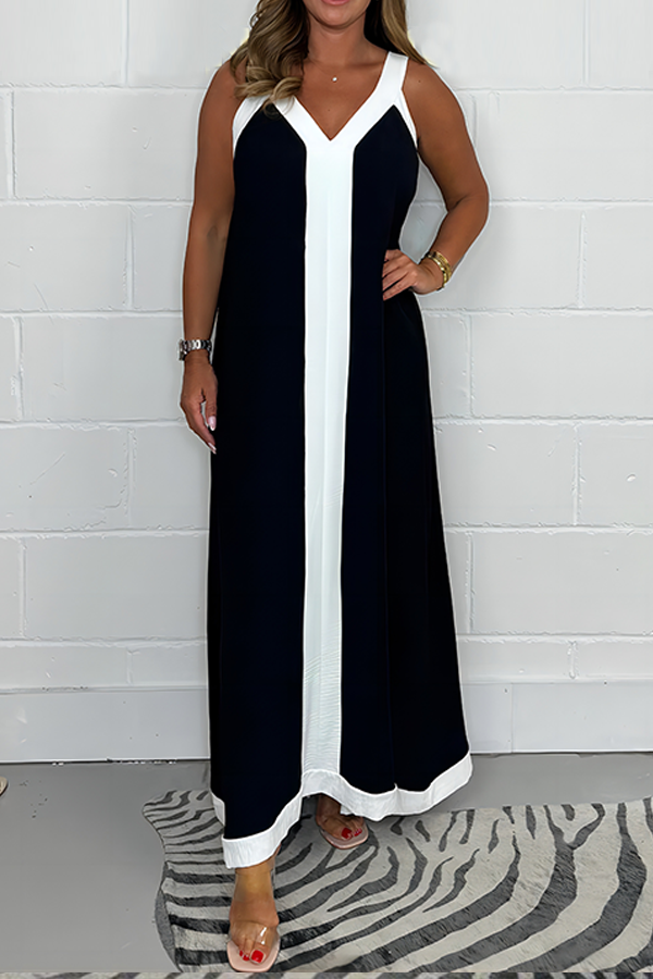 Panelled Trim Maxi Dress