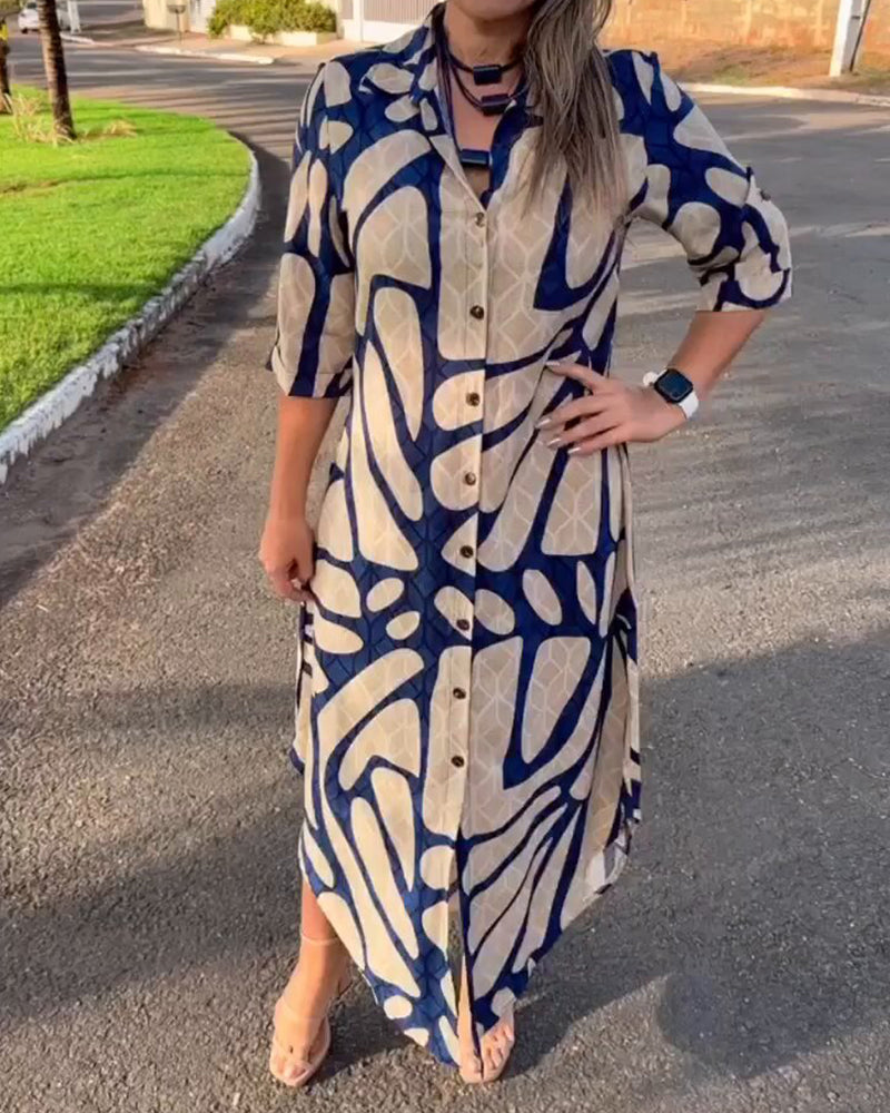 Fashion print shirt dress