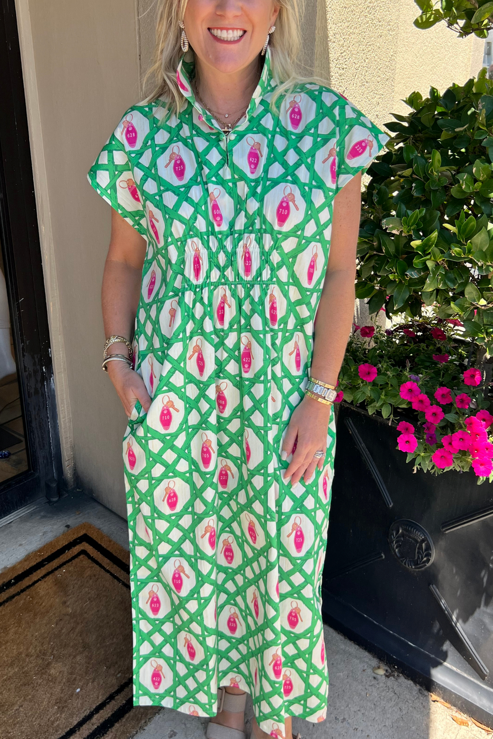 Padlock Print Caftan Dress