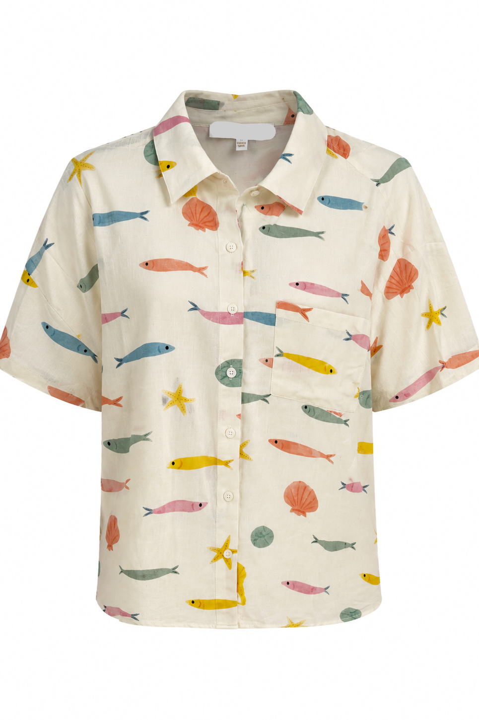 Multi Fish Button Up Shirt and Shorts Set