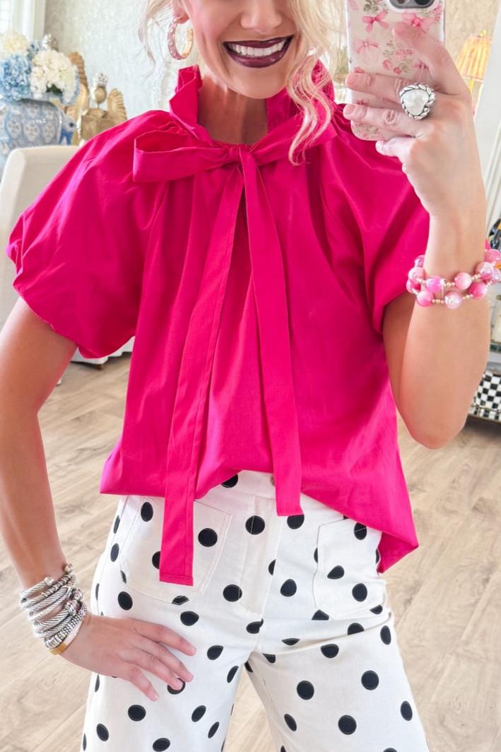 Pink Neck Tie Top