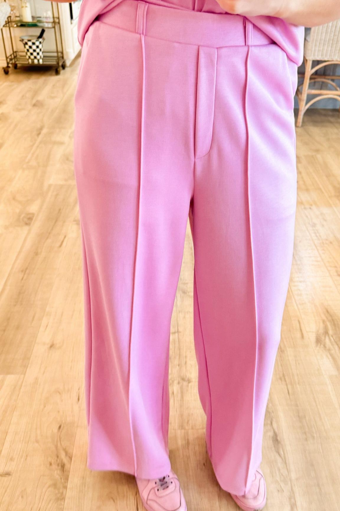 Pink Sleeveless Mockneck Pant Set