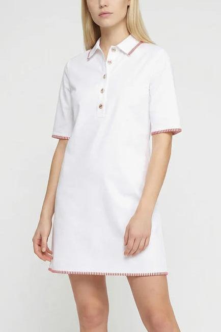 Straight-cut white shirt dress
