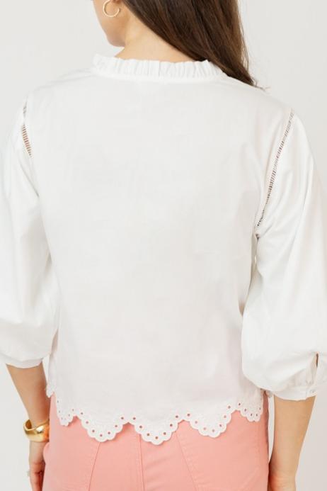 Scalloped-Edge White Shirt