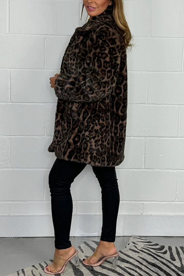 Leopard Print Faux Fur Coat