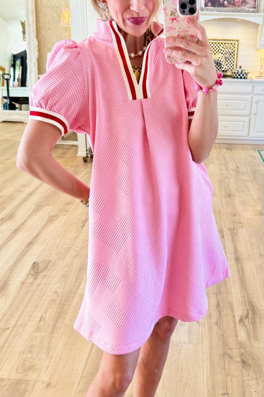 Bubble Pink Textured Mini Dress