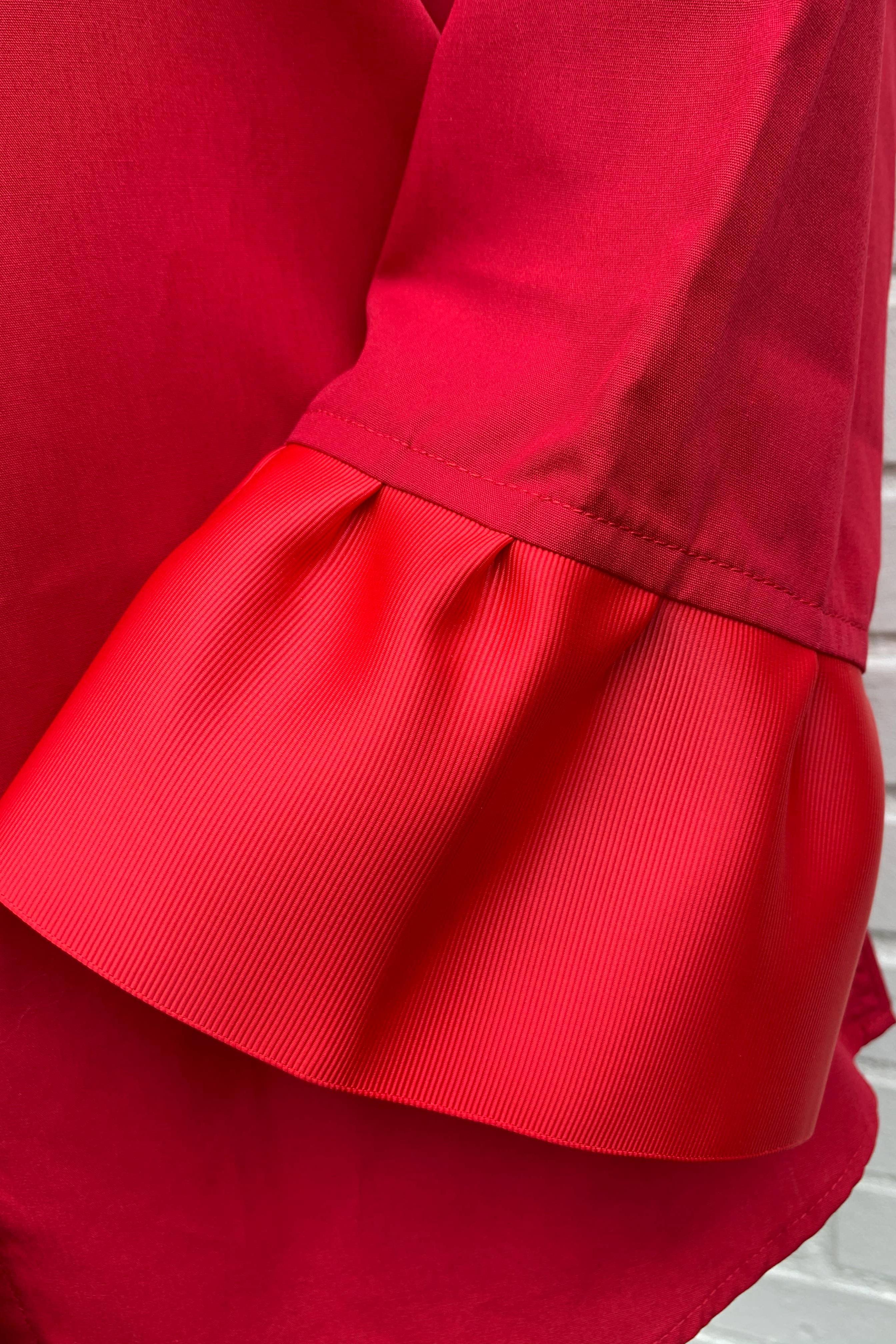 Poplin Ribbon Trim Blouse