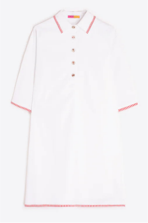 Straight-cut white shirt dress