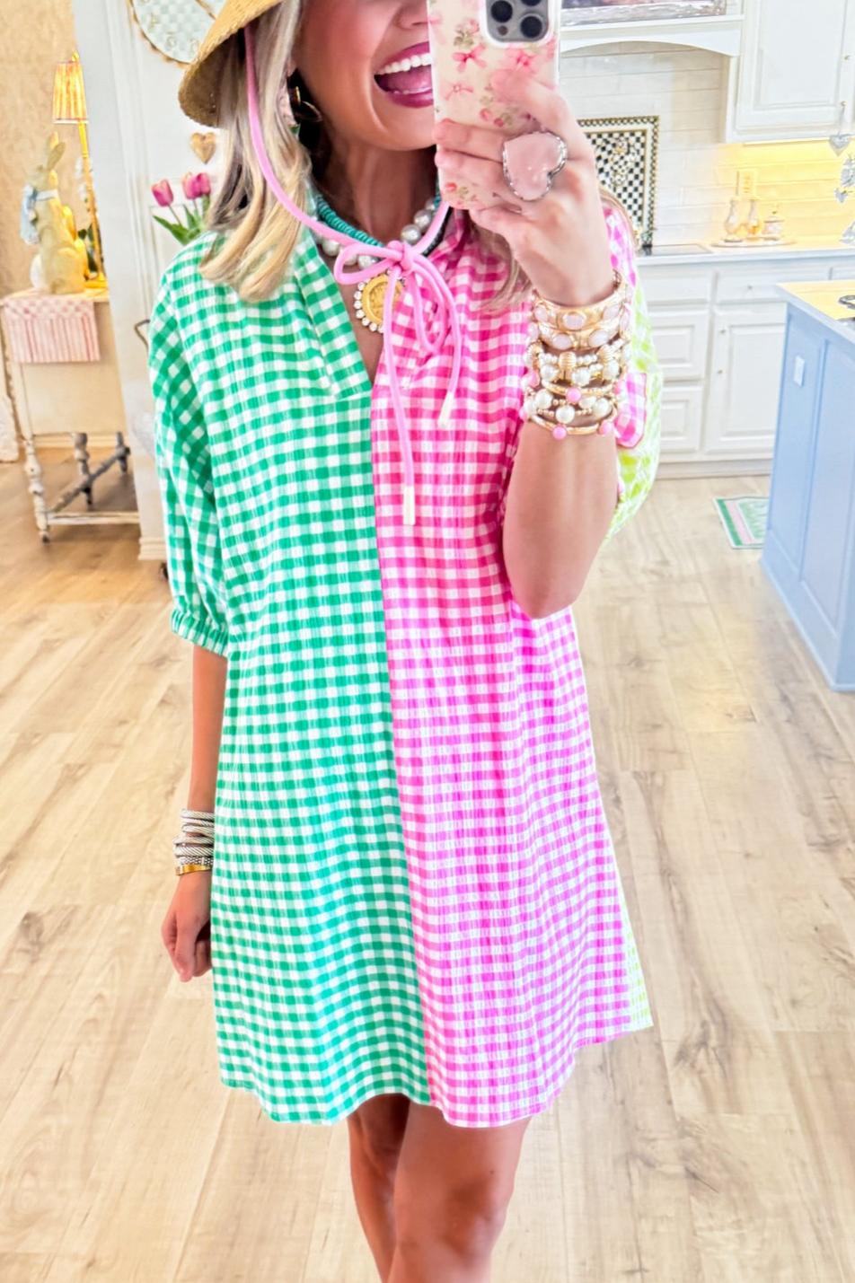 Multi Gingham Mini Dress